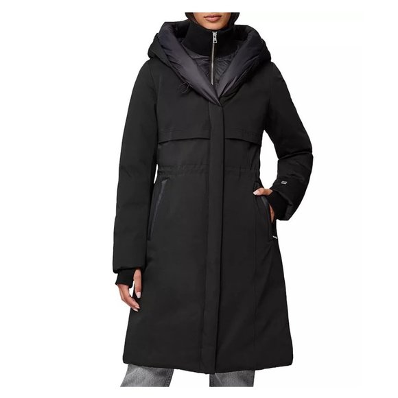 SOIA & KYO SAMARA hooded down coat BLACK XL NWT - Picture 1 of 7